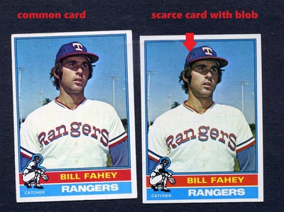 NEW OFFERING 1976 TOPPS #436 BILL FAHEY RED FISH-EYE ON CAP ERROR VARIATION PAIR