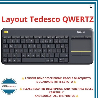 Logitech K400 Plus Wireless Touch Tastatur TV   Deutsches QWERTZ-Layout, Schwarz