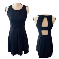 Black lace detail open back dress size small