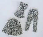 Vintage Barbie Fashion Pak Black White Floral Pocket Skirt Pants Playsuit Outfit