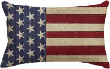 4Th of July Decorations Patriotic USA American Flag Throw Pillow Cover 12X20"