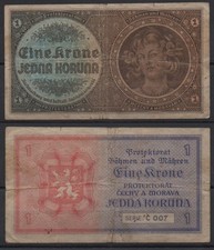 [31663] - PROTEKTORAT BÖHMEN und MÄHREN, 1 Krone, Serie C 007, o. D. (1940), Gra