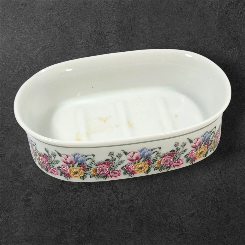 Jabonera Festival Floral 1988 de Bill Blass Vintage Japón Shabby Chic Rosa Foto 3 de 4