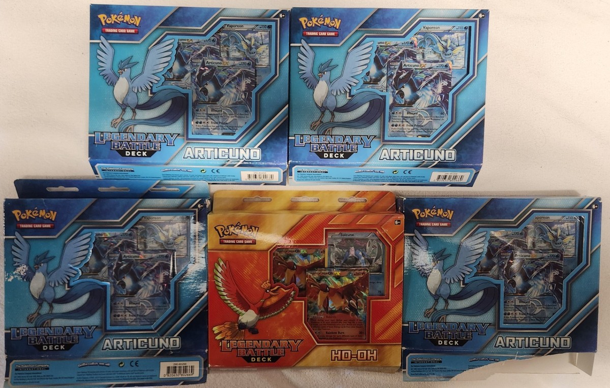 5x Pokémon Legendary Battle Decks — 4× Articuno (2016) + Ho-Oh 