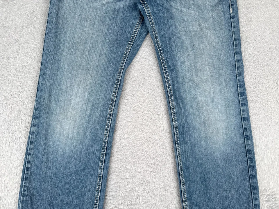 Pantalones de mezclilla Rock & Roll para hombre 31x32 azul doble barril pierna recta algodón relajado Foto 3 de 4