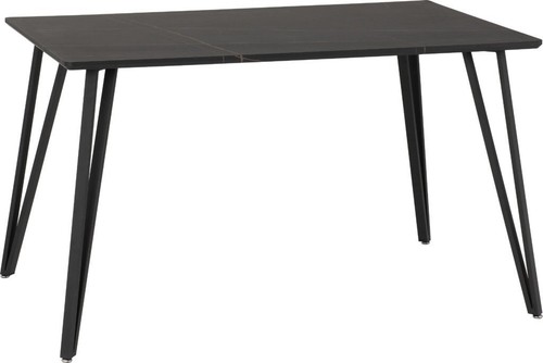 Marlow Black Marble Effect Dining Set Table 4 Grey Faux Leather Chairs - Picture 6 of 14