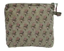 Anokhi wash bag - sage - Small size 6"w x 6"h