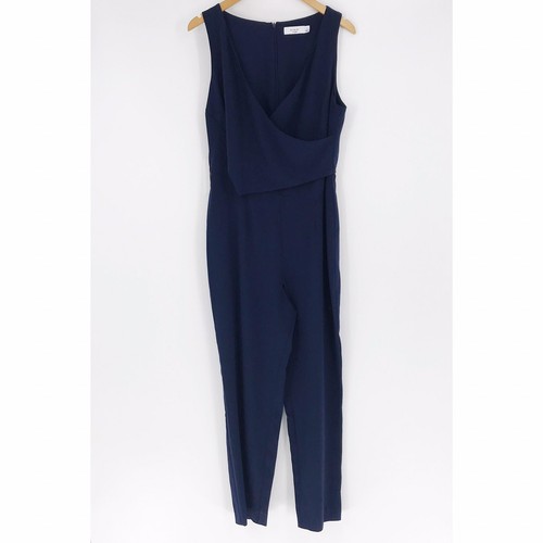 Ali Jay Jumpsuit Sleeveless Blue Slim Leg Asymmetrical Surplice Womens Large