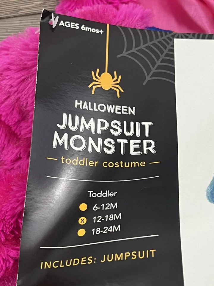 Nuevo Mono Monstruo Niño Pequeño Disfraz Con Capucha Rosa Azul Peluche Conjunto 12-18 Meses Foto 4 de 4