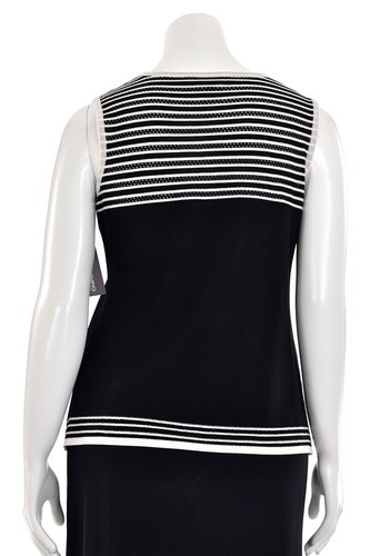 Exclusively Misook Black/White Striped Sleeveless Acrylic Knit Top Shell sz L - Picture 6 of 8