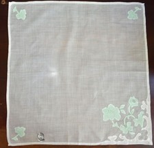 VINTAGE HANKY 1950s HAND WORKED MADEIRA PORTUGAL EMBROIDERY APPLIQUE NEW TAGS