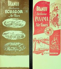 TWO 1949 BRANIFF iNCLUSIVE ECUADOR & PANAMA BROCHURES  -E13-J