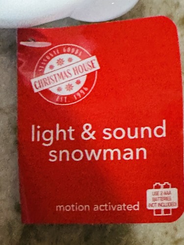 Christmas House Light/Sound Snowman-Motion Activated 6 Inches - Picture 7 of 8