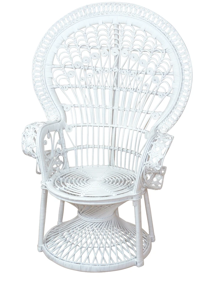 Pfauenthron weiß Rattansessel Sessel Rattan Rattanstuhl hochwertig handgeflochte - Bild 2 von 2