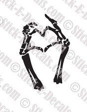 Heart Love Skeleton Skeletal Hand Vinyl Decal Sticker - FREE USA SHIPPING