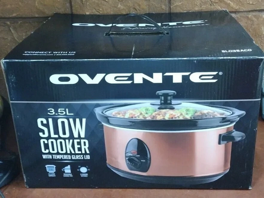 Ovente Slow Cooker 3.5L W/ Tempered Lid Adjustable Cooking Setting SLO35ACO NEW