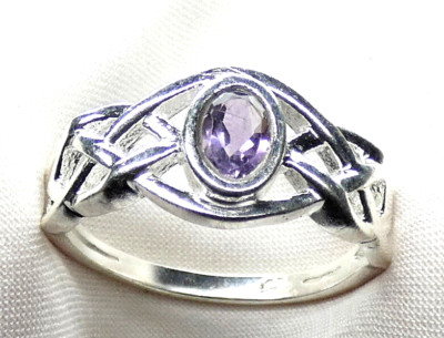  ''Keltischer Knoten'' mit Amethyst,  Ring 925 Silber Gr. 17,5 (55) modisch NEU