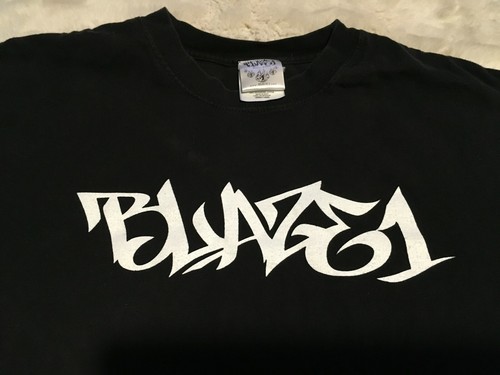 Blaze 1 Men's T Shirt Black with White Blaze 1 Print Size Large - Picture 2 of 7