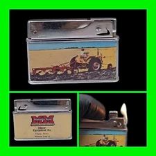 Vintage Double Sided Minneapolis-Moline Farm Tractors Flat Ad Lighter - WORKING 