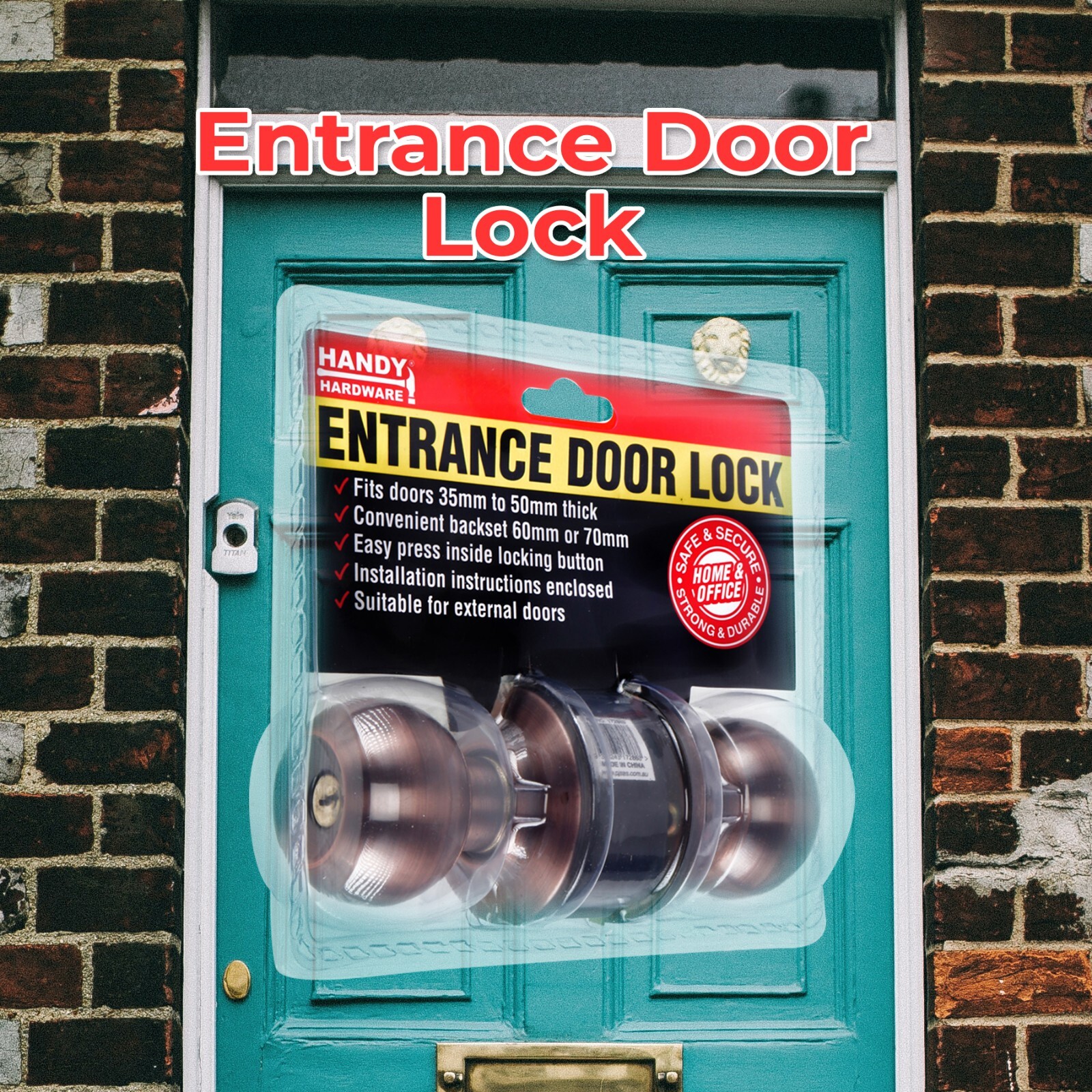 Handy Hardware [3PK] Entrance Door Lock, Strong & Durable, Fits To 35