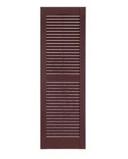 Perfect Shutters Premier Louver Exterior Decorative Shutter, 15" x 47", Burgundy