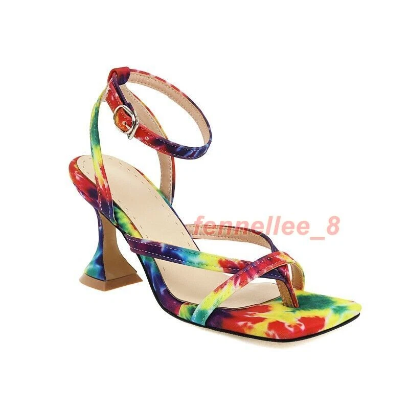 Damas Mujeres Gatito Tacón Informal Clip Puntera Tobillo Tirantes Fiesta Sandalias Zapatos 48 D Foto 3 de 4