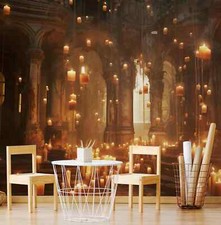 Floating Candles Hogwarts Great Hall Room Wallpaper. Wizardly World Wall Mural.
