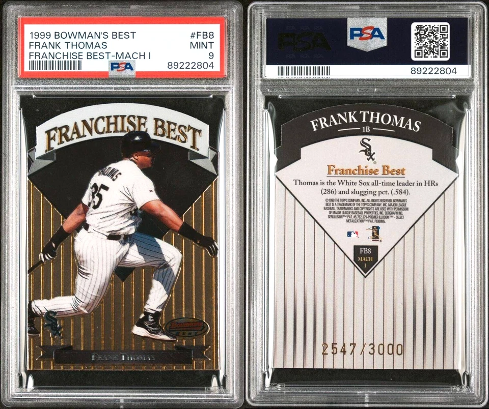 ⚾HOF Frank Thomas PSA 9 MT 1999 Bowman's Best Franchise Best-Mach I FB8 DIE-CUT - Image 2 of 4