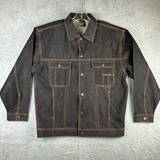 Braxton Urban Collection Mens Med Black Denim Jean Button Trucker Ranch Jacket