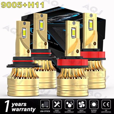 9005 H11 4X Luces Fuertes Para Auto Coche Luz Carro Bulbs LED SUPER Blanco Hi/lo