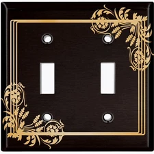 Metal Light Switch Cover Wall Plate For Room Victorian Black Yellow Frame FRA081