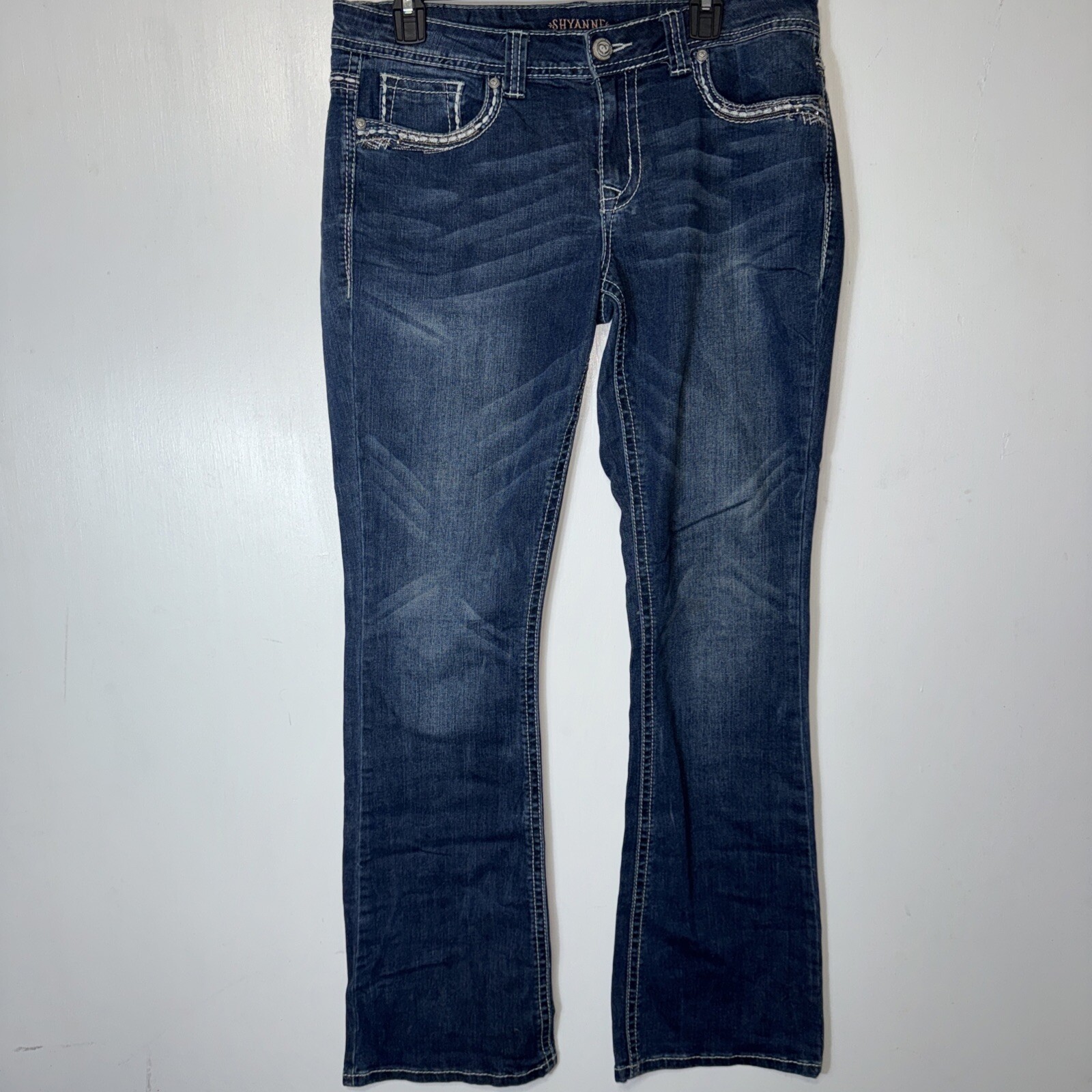 Shyanne Jeans Women's 31 Blue Denim Anne Bootcut Embroidered Mid Rise Western