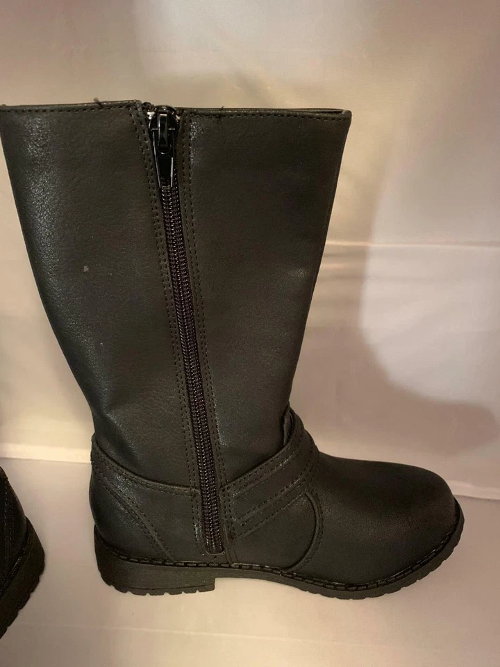 摩托车风格靴子 Kenneth Cole 黑色硬片 2 女孩尺寸 11 M — 第 3/4 张图片