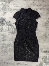 Pretty Little Thing Dress Women's 2 Black Oriental Bodycon