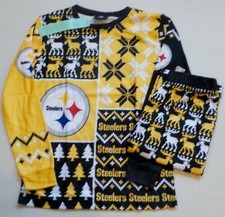 PITTSBURGH STEELER FOCO HOLIDAY PAJAMA SET YOUTH M L XL PANT SHIRT POLYESTER NIP