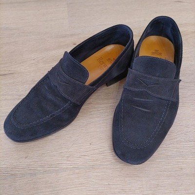 Berwick Brown Leather Coin Loafers Men's Suede Slip-On Shoes 25cm