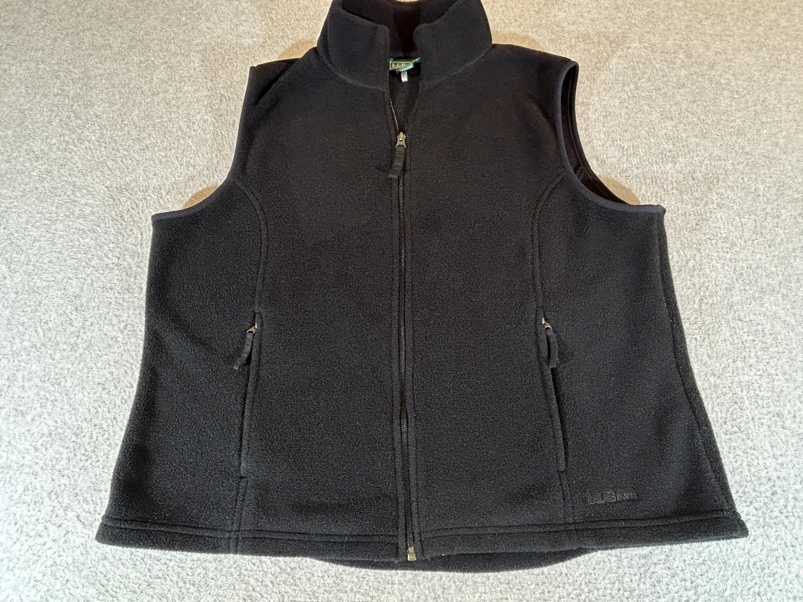 LL Bean Vest Men XL Black Fleece Full Zip Insulated Outdoor Hiking Trail Vintage