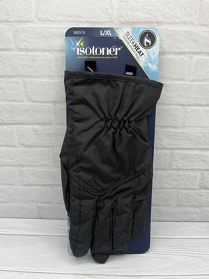 Isotoner SleekHeat Men's Winter Gloves Black L/XL Waterproof Touchscreen