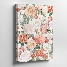Vintage Style Floral Canvas Wall Art Peach White Roses Botanical Print Home