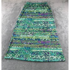 Mod'Land Paris Womens Green Purple Abstract Print Maxi Skirt Size L Made in USA