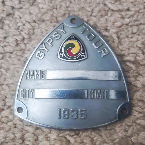 GYPSY TOUR MOA/AMA Motorcycle Metal Plate Tag Badge 1935/1985
