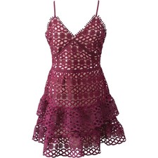 Lulus Crochet Lace Mini Dress XL Burgundy Boho Wedding Guest Party Cocktail NEW
