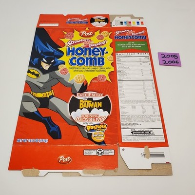 Post Honeycomb STRAWBERRY BLASTED cereal box Batman 2006 05 Cartoon Oreo O's VTG