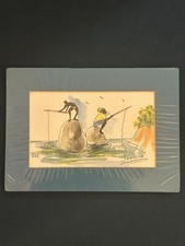 Watercolour Painting Signed P.H.  Title Jamaica Depicts Two Figures Fishing