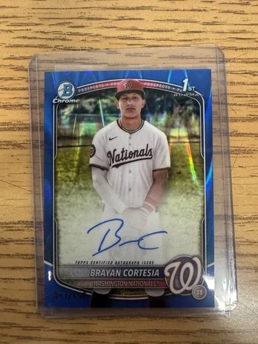 BRAYAN CORTESIA 2025 BOWMAN CHROME 1ST BLUE RAYWAVE NATIONALS AUTO /150