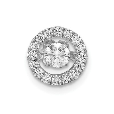 14k Weißgold 3/8 Kt runder im Labor gezüchteter Diamant lebendige Kette Plättchen Charm Anhänger