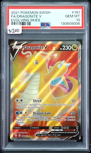 2021 Dragonite V #191 Evolving Skies PSA 10 Pokemon Card