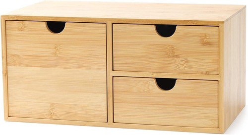 Bamboo Desk Organizer Desktop Drawer Tabletop Storage Organizer Box ...