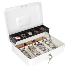 Cash Box with Lock and Money Tray Money Box for Cash, Metal Lock Box for Mone...