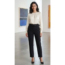 New Zara High Waist Belted Trouser Ankle Pants Women's Size Large